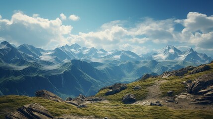 Obraz premium Majestic Mountain Range With Cloudscape