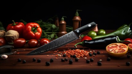 Large Knife on Cutting Board