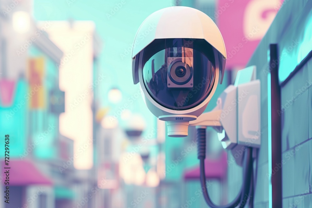Poster modern ip camera with infrared technology as security concept. generative ai