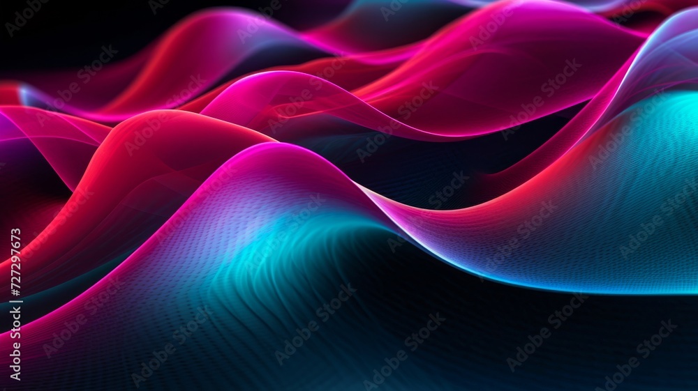 Aufkleber computer generated image of a pink and blue wave. generative ai.