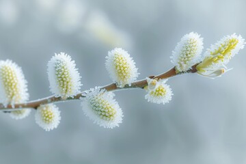 Spring nature background with pussy willow branch