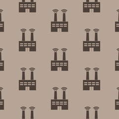 Smart factory seamless pattern isolated on brown background