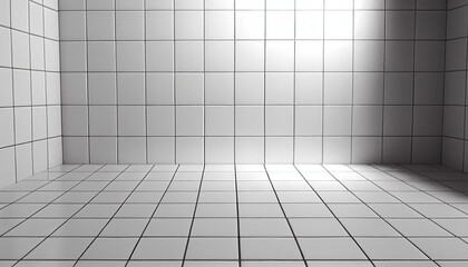 White tile wall checkered background bathroom floor texture, Ai generated image