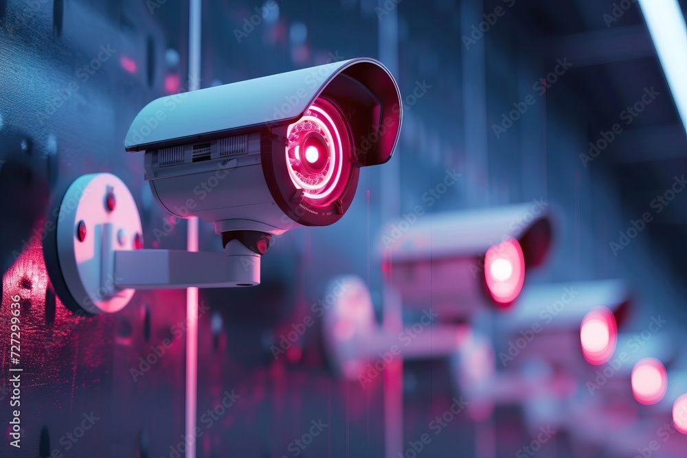 Aufkleber modern ip camera with infrared technology as security concept. generative ai