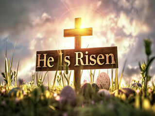 He Is Risen Jesus Happy Easter colorful natural Walpaper for desktop Ipad 