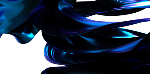 Ethereal Fluidity: Abstract 3D Blue Wave Illustration with a Dreamlike Quality