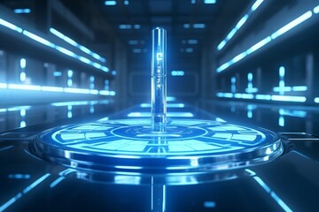 Fototapeta na wymiar Innovative medical health care element on futuristic conceptual background with sci-fi effects