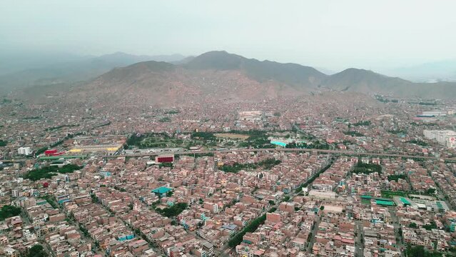 Wiracocha zonal park aerial view in the district of Lima Peru