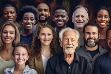 Collage of diverse multi-ethnic and different ages people  - Powered by Adobe