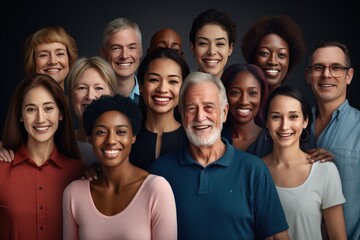 Collage of diverse multi-ethnic and different ages people 