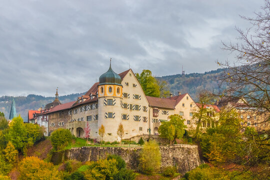 The Deuring Castle (Deuringschl&ouml;ssle) and other traditional buildings in the Upper Town (Oberstadt) part of Bregenz, Austria