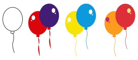 Fotobehang Balloons icon vector set isolated ontransparent background. Flying ballon with rope best for Birthday and party. © Vector Elements