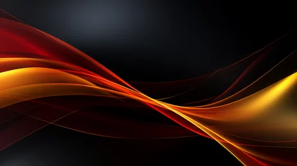 Foto op Canvas abstract red yellow wave lines on dark background © dee-nesia