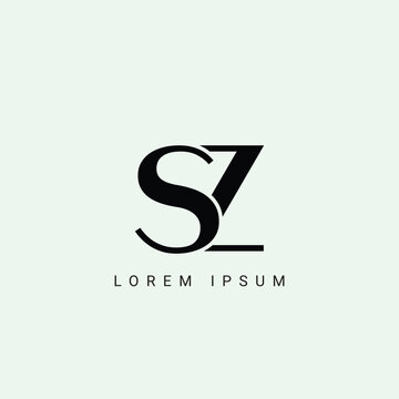 SZ letter logo design. SZ polygon, circle, triangle, hexagon, flat and simple style with white color variation letter logo set in one artboard. SZ minimalist and classic logo. SZ