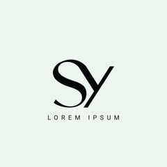 Fototapeta premium SY letter logo design. SY polygon, circle, triangle, hexagon, flat and simple style with white color variation letter logo set in one artboard. SY minimalist and classic logo. SY