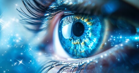 Mesmerizing details captured in a closeup of a blue eye, showcasing the intricate patterns of the...