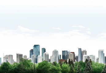 Minimal Downtown Calgary Cityscape with White Sky View