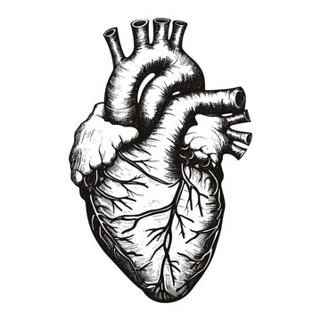 Human heart anatomy, internal organ, illustration for cardiology, vector illustration.