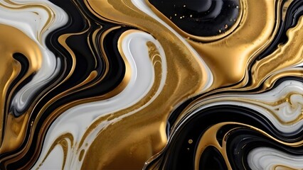 An abstract blend of gold and black marble serves as the backdrop for artistic expression, with...