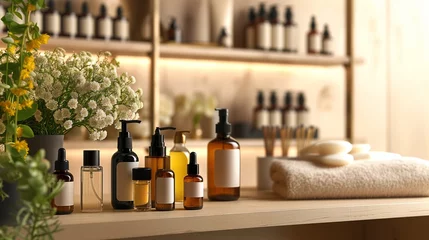 Foto op Plexiglas Skin care ,spa ,beauty, and perfume products, conveying self-care routines luxurious atmosphere and the promotion of natural beauty © CraftyImago