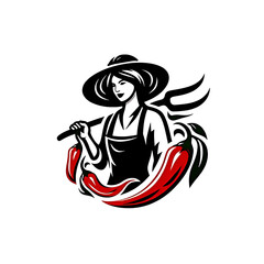 silhouette logo design women chili farmers