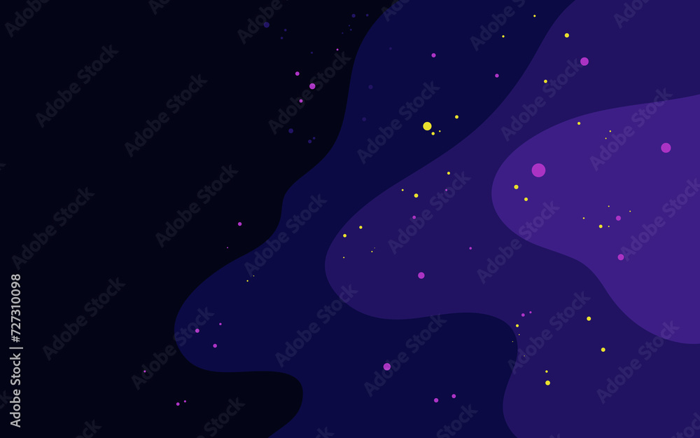 Poster vector space background . cute flat style template with stars in outer space