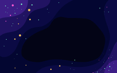Vector space background . Cute flat style template with Stars in Outer space