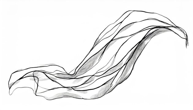 flowing fabric sketch, black and white clip art preview