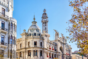Valencia, Spain - January 1, 2024: Architecture and sights on the streets of Valencia, Spain
