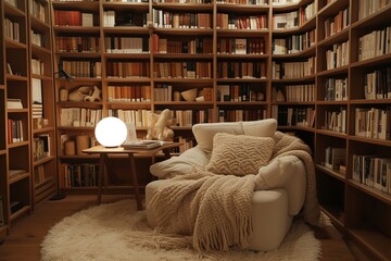 an elegant and cozy reading nook in a modern interior