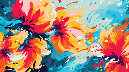 Bright contrast multicolored floral pattern.