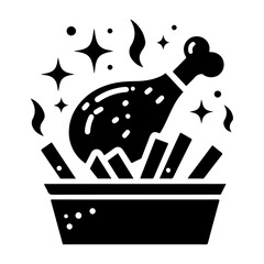 fried hot chicken leg pcs vector icon silhouette, clipart, symbol, black color silhouette