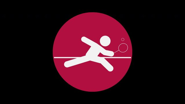 Pictograma de los Juegos Ol&iacute;mpicos en el centro con el deporte tenis de mesa  con alpha en un circulo rojo