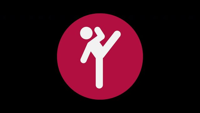 Pictograma de los Juegos Ol&iacute;mpicos en el centro con el deporte taekwondo con alpha en un circulo rojo