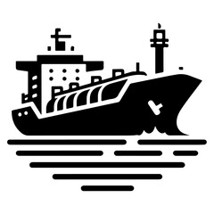 Obraz premium International shipping tanker ship under round shape logo vector icon