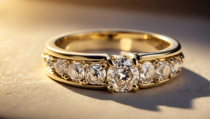 Luxury gold diamond ring. An expensive piece of jewelry