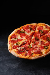 Classic Italian pizza pepperoni with jalapeno peppers.