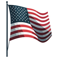 United States of America flag waiving  illustration on a white background - obrazy, fototapety, plakaty