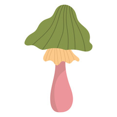 mushroom plant vector flat color illustration