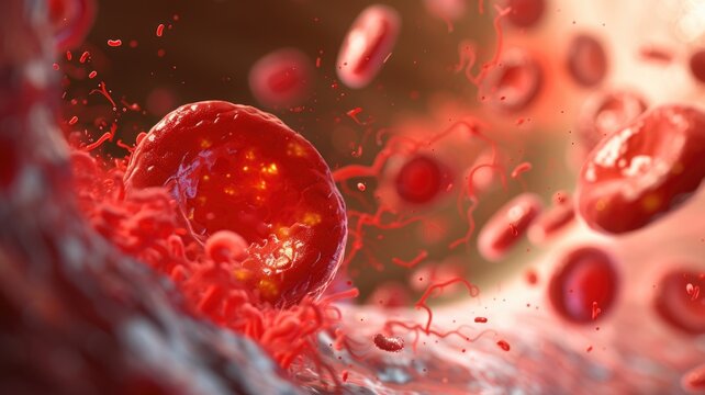 formation of a blood clot in a vessel, highlighting platelet aggregation and thrombus structure