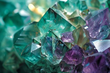 Geometric patterns of emerald and amethyst, a symphony of opulent shapes and colors.