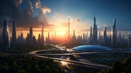 Fototapeta na wymiar Reflections of Tomorrow: Futuristic Cityscapes
