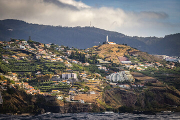 coastline of funchal, madeira, portugal,  panorama, europe, lava formation, cliff