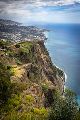 view from highest cliff of madeira, cabo girao, cliff, skywalk, aerial view, madeira, portugal, europe
