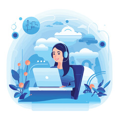 Customer support flat illustration.