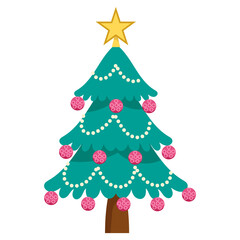 christmas tree with beautiful decorations vector illustration