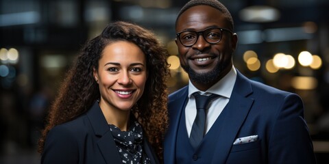 A happy and successful multiethnic business couple, exuding positivity and togetherness