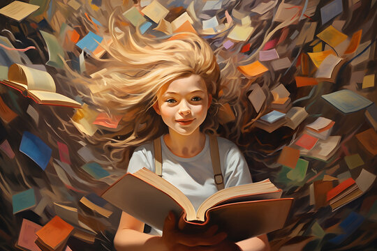 Whimsical Reading Adventure. Generative AI