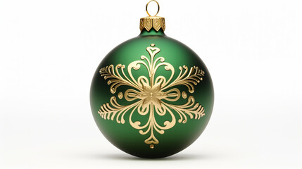 green christmas ball isolated on white background, AI Generative.