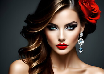 Fototapeta premium Fashion portrait of the artistic beautiful woman